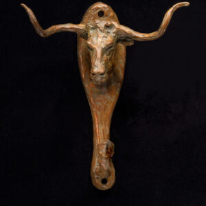 Limited Edition Small Longhorn Wall Hook Bronze Sculpture by Jan Mapes